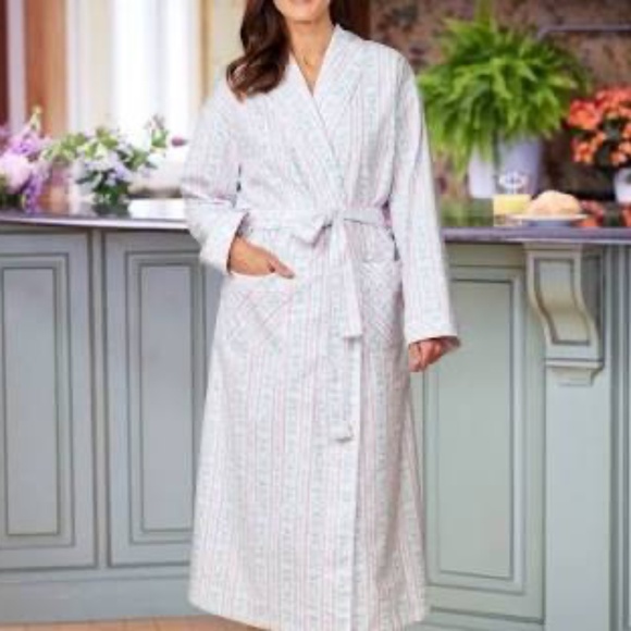 NWT Lanz of Salzburg Lanz Tyrolean Flannel Wrap Robe Pastel Pink L - Picture 1 of 6
